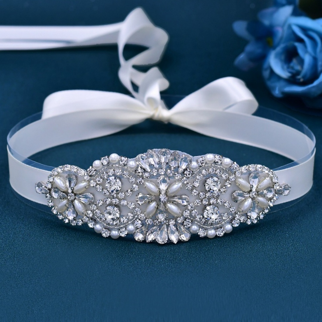 Elegant Crystal Bridal Sash For Women Wedding Dress Belt With Pearls Bridal Belt Dresses Wedding Accessories