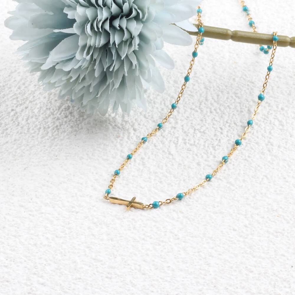 ZMZY New Bohemian Fashion Cute Cross Pendant for Women Stainless Steel Choker Necklace Gold Plated Bijoux Collares Jewelry for Women