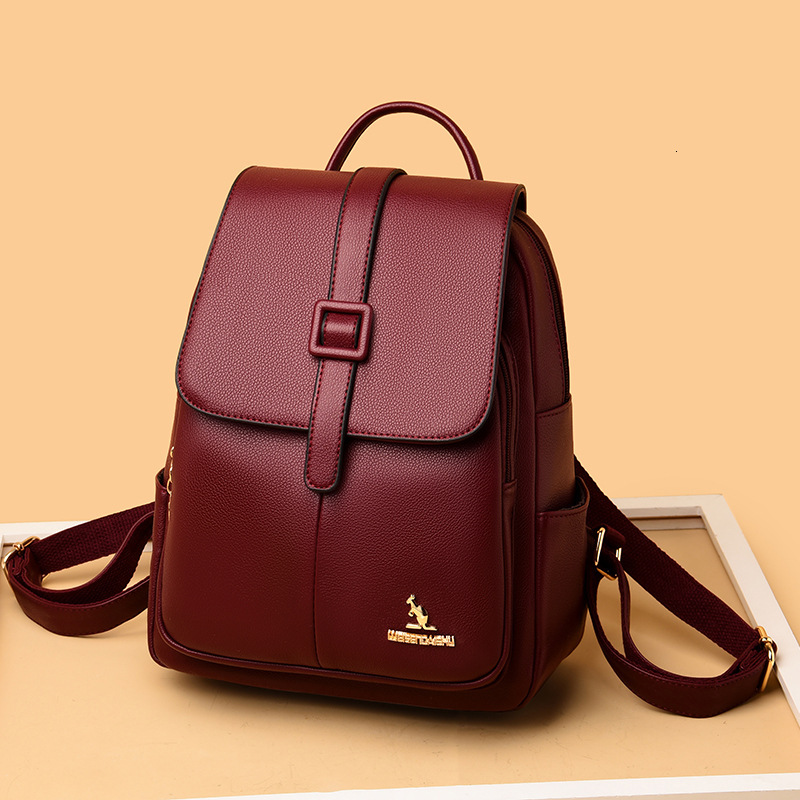 Soft Leather Backpack for Women, New Korean Style, Versatile Large Capacity Women's Backpack, Travel Mommy Bag, Student School Bag ddmymoon
