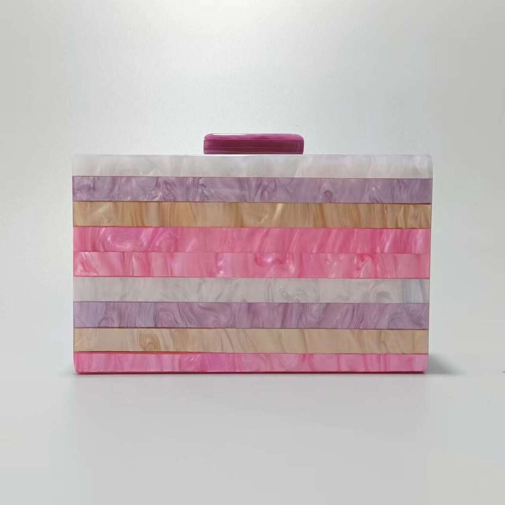 Women's New Fashion Striped Patchwork Pearlescent Acrylic Bag Single Shoulder Crossbody Party Clutch