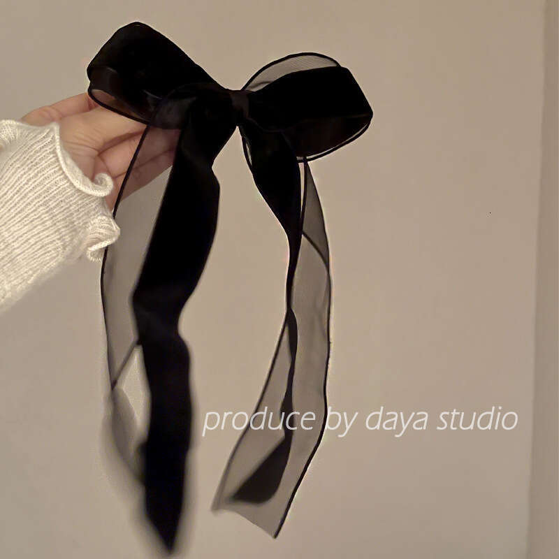 Mesh + Veet Double Layer Bow Ribbon Hair Elegant with a Touch of Fairy~French Style Hairpin Spring Clip