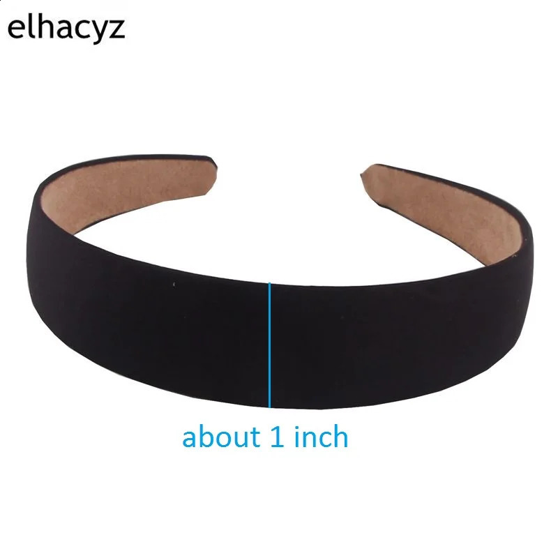 14pcs/lot Lady Solid Satin Hair Black Plain Alice Headbands 1Inch Width Hairband Ribbon Hair Accessories 250805
