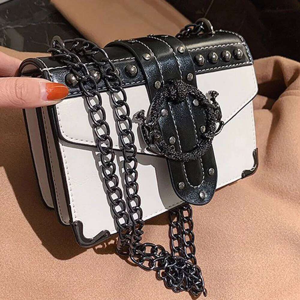 European Fashion Ladies Square Bags New Quality PU Leather Female Designer Totes Rivet Lock Chain Shoulder Messenger bags