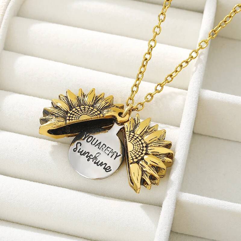 You Are My Sunshine Open Locket Suower Pendant Boho Jewelry Best Friendship Gifts Bff Letter Necklace Collier