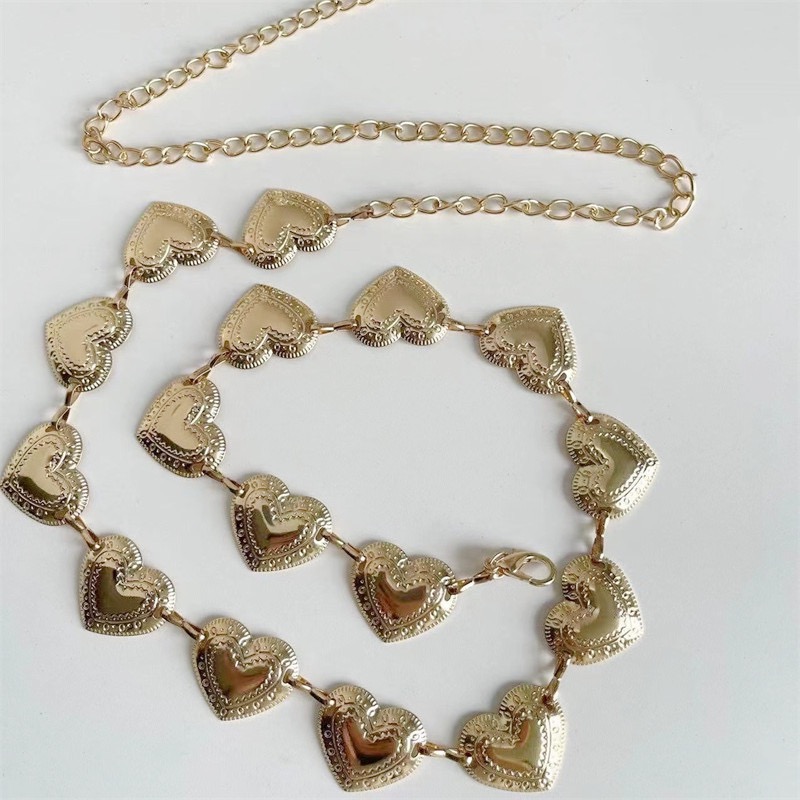 Women's Heart-Shaped Tassel Waist Chain Belt Decorative Metal Body Jewelry