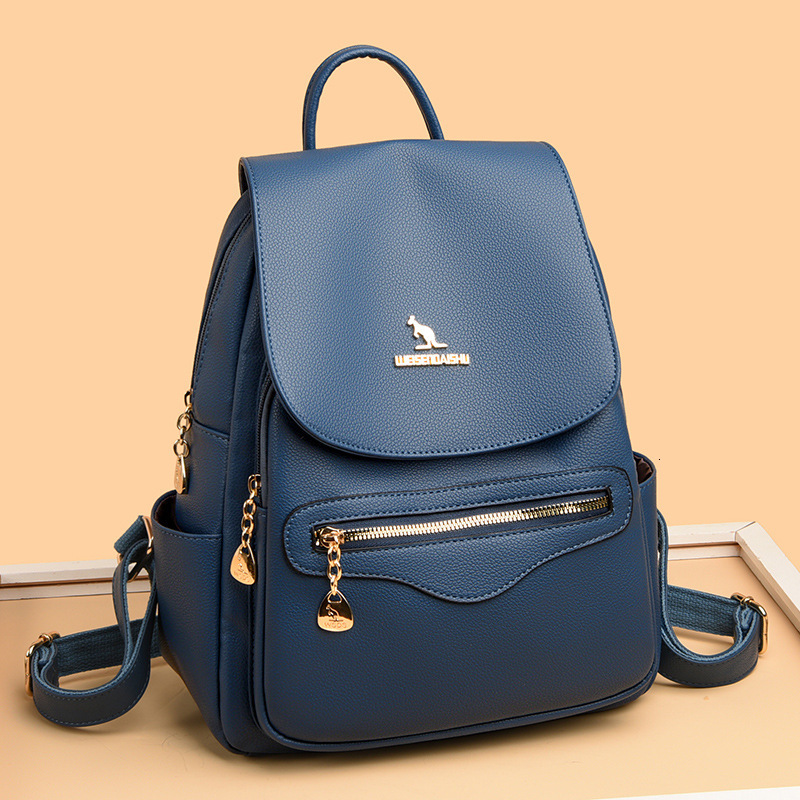 Soft Leather Double Shoulder Women's 2025 New Simple Versatile Large Capacity Commuting Outdoor Travel Student Backpack ddmymoon