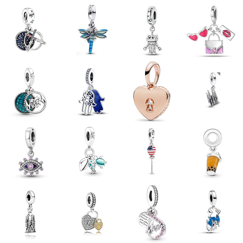 Designer Silver S925 Jewelry Dragonfly Love Ocean Exclusive Luggage Pearl Milk Tea Bracelet DIY Hanging Beads Free Shipping