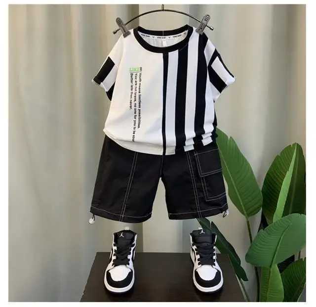 Summer Boy Clothing Suit New Childrens Clothes Set Boys Short Sleeve T-Shirt Shorts 2 Piece Set Kids Sportswear Suit 2 4 6 8Y Z250811