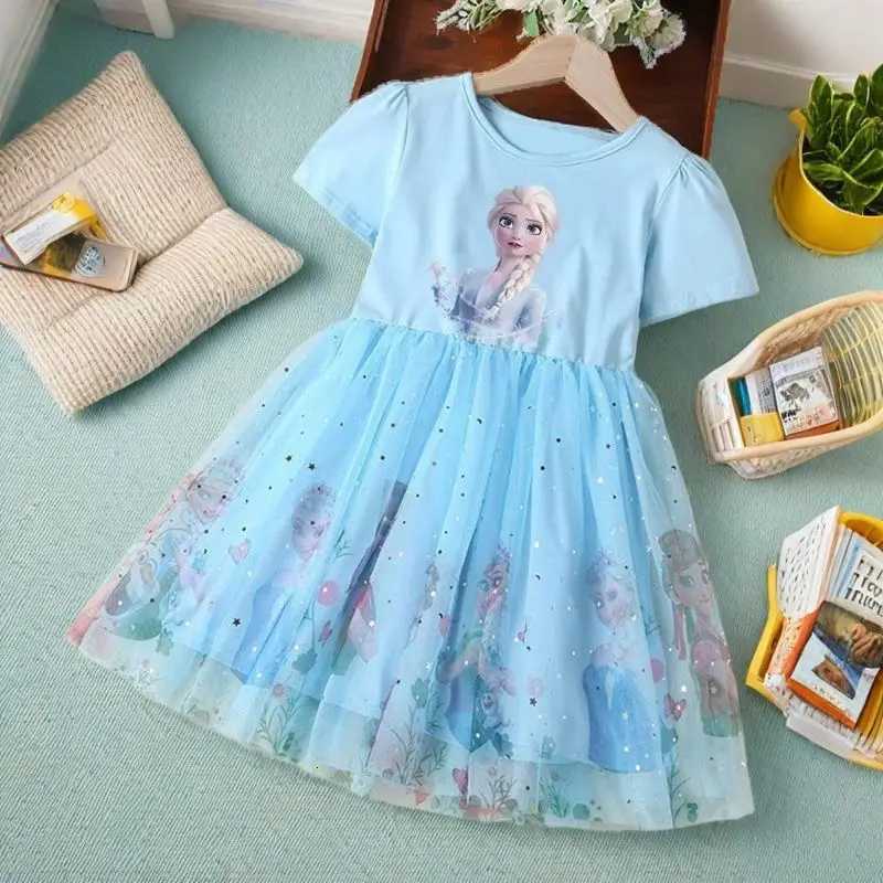 2025 Girls Dress Summer Kids Clothes Short Sleeve Children Frozen Elsa Princess Baby Girl Toddler Cute Birthday Party Dresses W250811