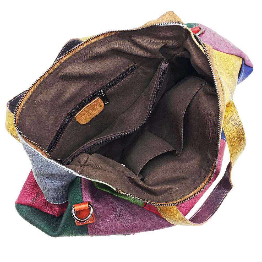 Oversized Cow Genuine Leather Patchwork Big Capacity Overnight Weekender 2025 Women Designer Slouchy Crossbody Bag