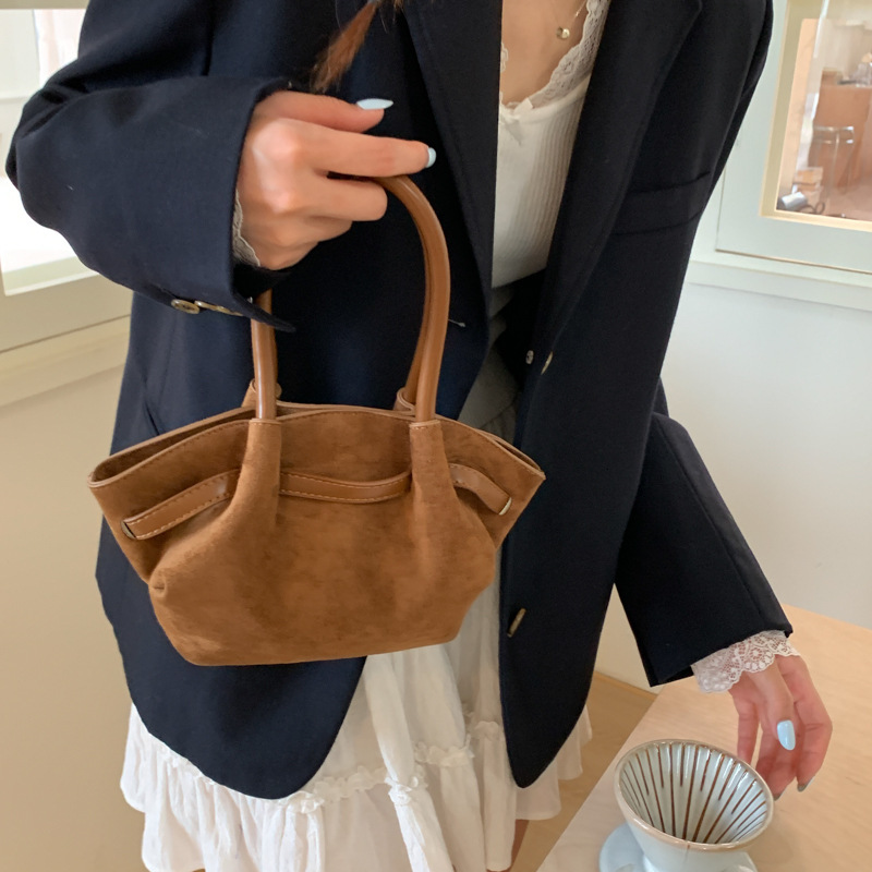 Suede Dumpling Niche Handheld Tote for Women 2025 New High-end Feel Single Shoulder Crossbody Bag ddmymoon