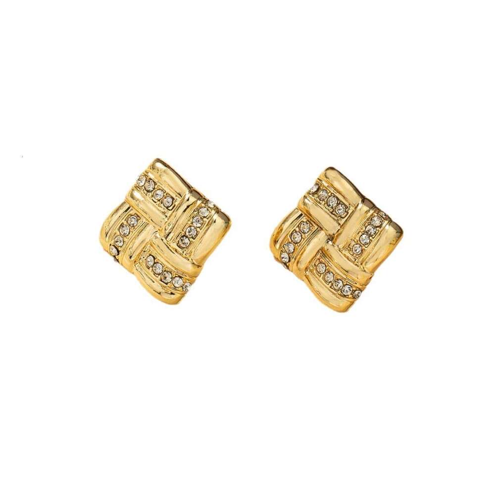 DHcollections Geometric Square Design Sense Dia-Encrusted Elegant Fashion Trendy Personality Women's Earrings