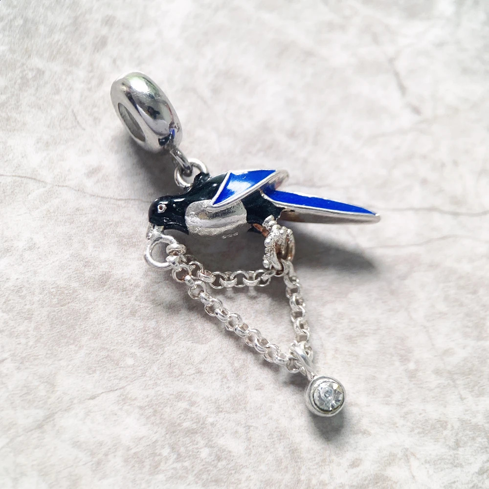 925 Sterling Silver Magpie Bird Charm Cute Lucky Women Jewelry Trendy Gift 250807