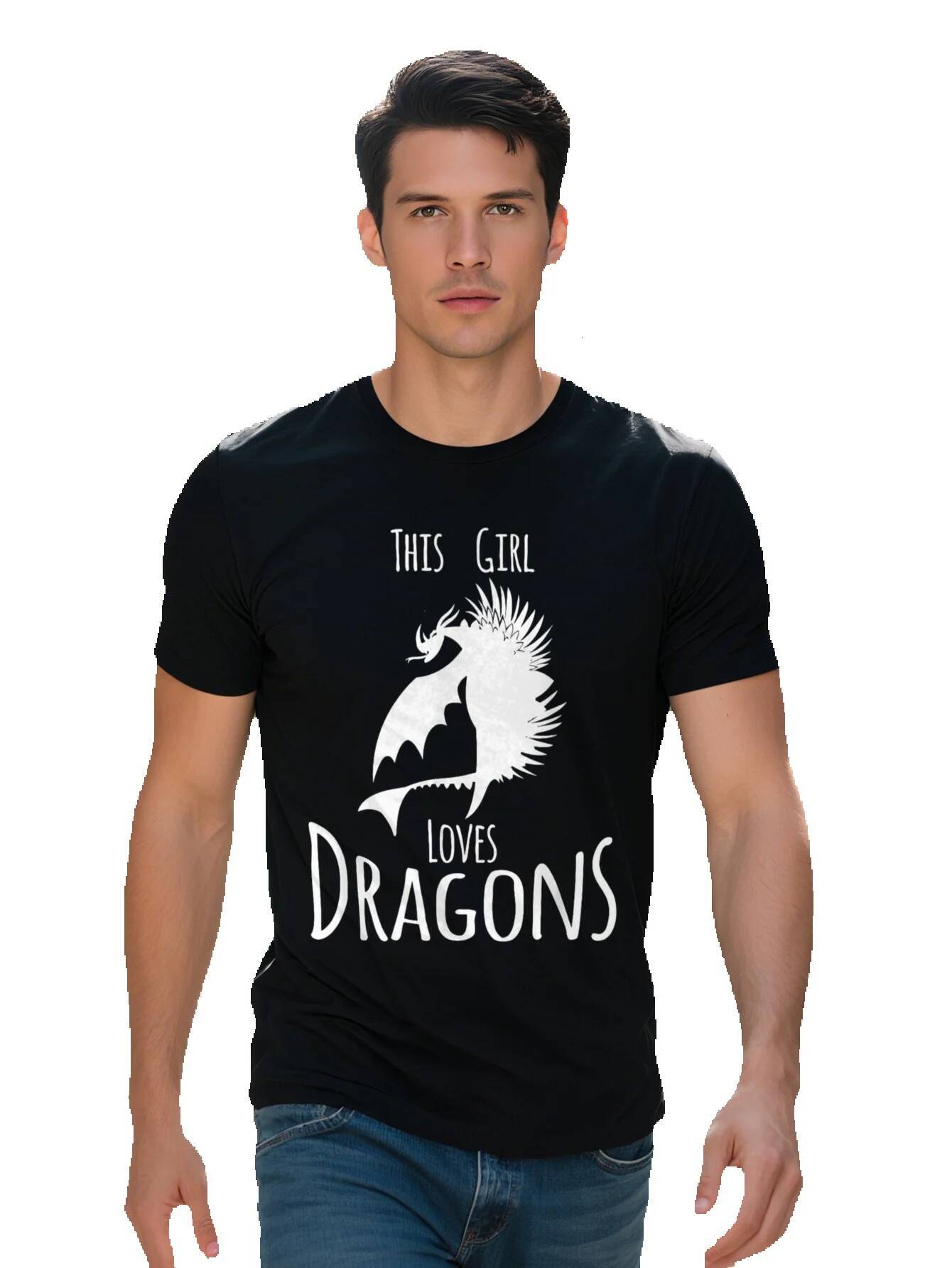 Men S T-shirt g Cotton This Girl Loves Dragon Fire Animal Funny Gift T Shirt 9284b