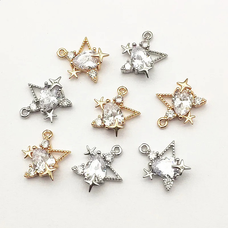 ARRIVAL 16x14mm 50pcs Cubic Zirconia Pendant Star Charm For Handmade Earring Necklace Part DIY AccessoriesJewelry Findings 250807