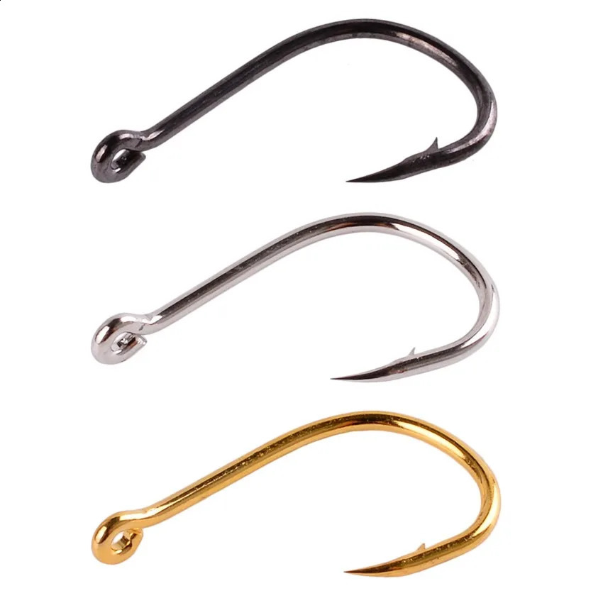 Aorace 100Pcs Fishing Hooks Set Carbon Steel Single Circle Hook Fly Jip Barbed Carp Sea Tackle Accessories 250807
