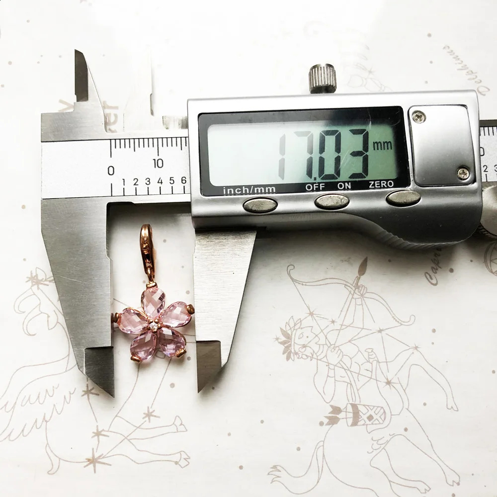 925 Sterling Silver Pink Flower Pendant Charm Trendy Women Girls Fashion Jewelry Romantic Lucky Gift 250807