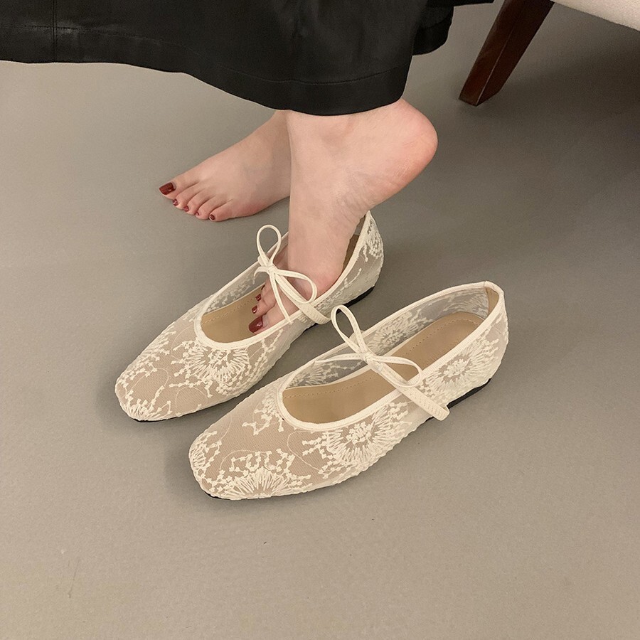 Leisure Mary Jane shoes flat shoes 2025 designer new breathable women's mesh shoes single shoe bow