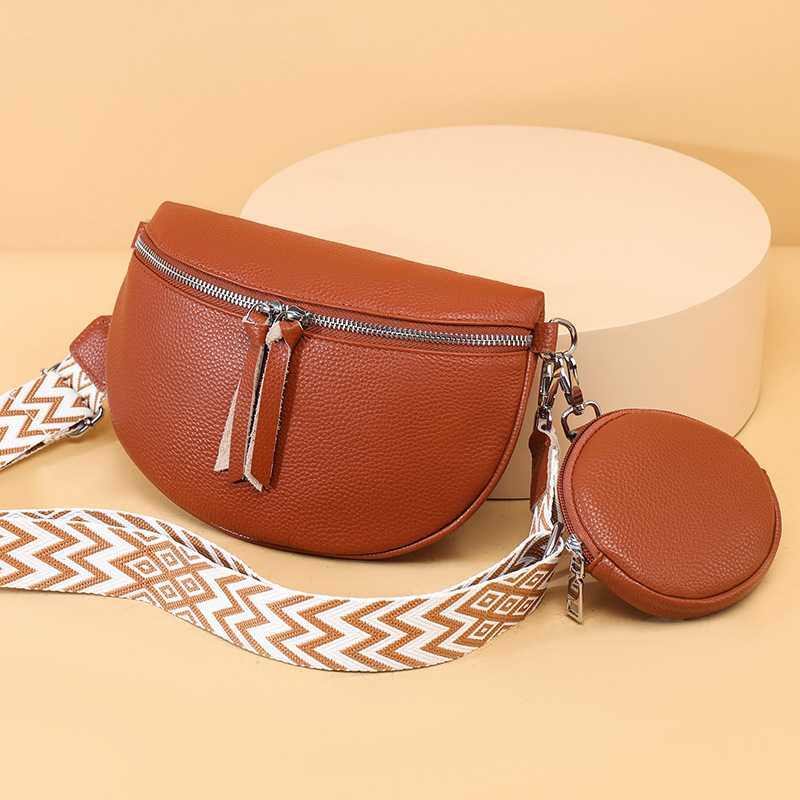 Top Layer Cowhide for Women 2025 New Fashion Chest Single Shoulder Crossbody Trendy Saddle Genuine Leather Women's Bag ddmymoon