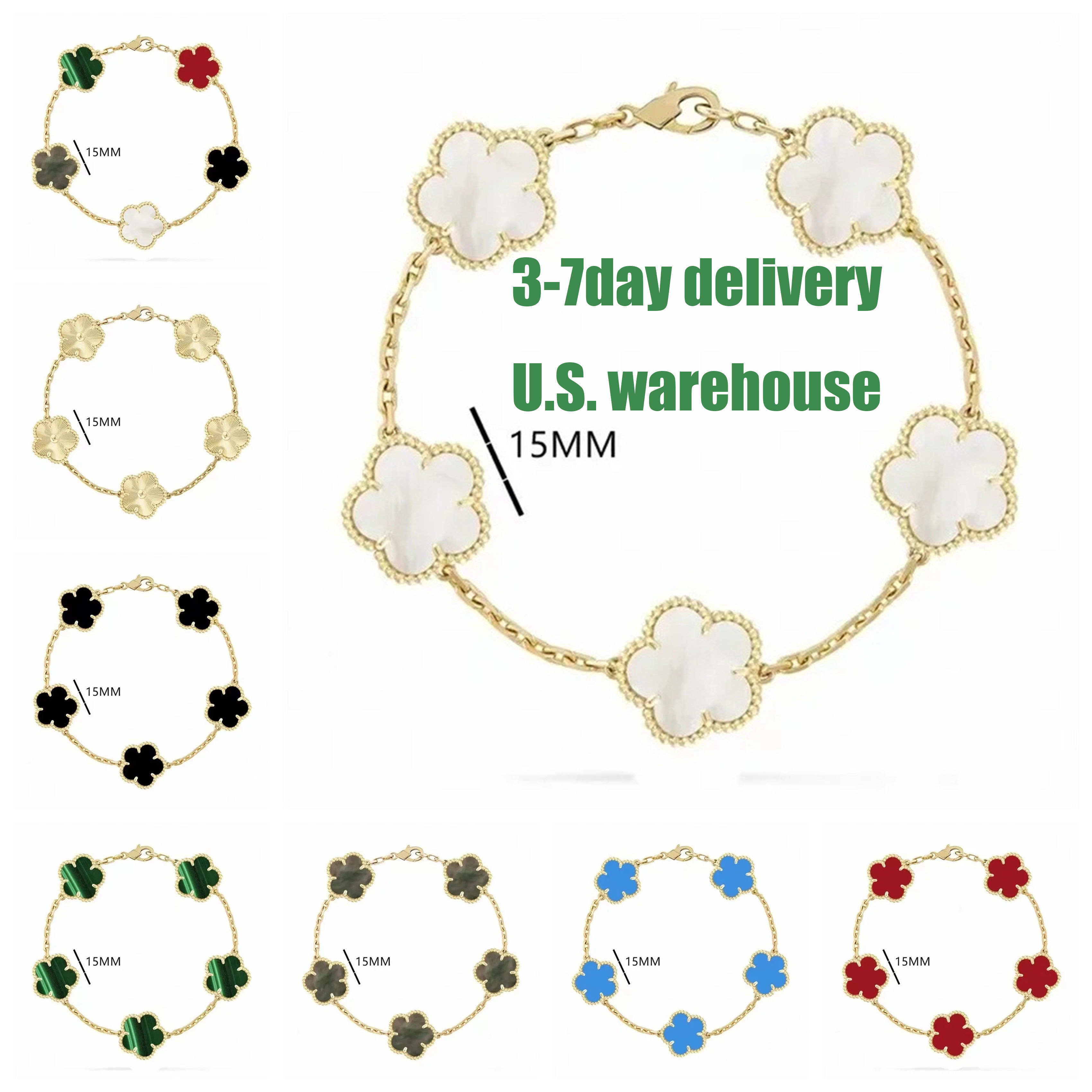 Designer Bracelet Women 4/Four Leaf Clover Bracelet Designer Plated Gold Bracelet Red Green White Shell Agate Charm Bracelet Woman Designer Jewlery 78534