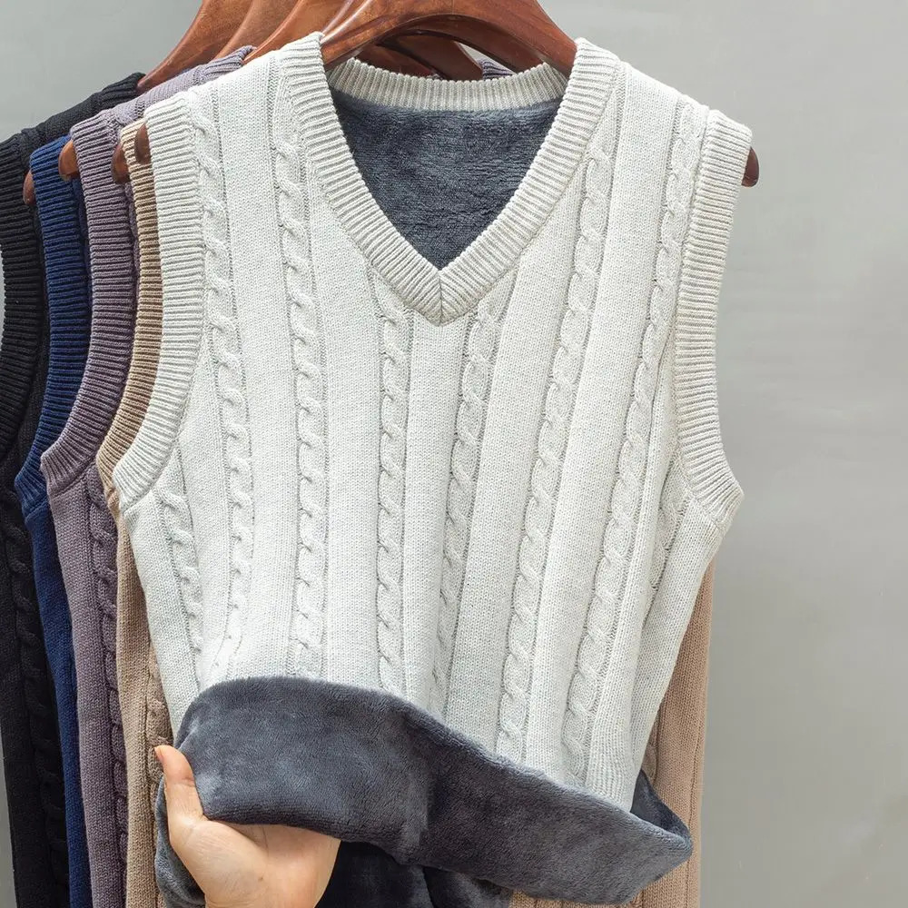 Autumn Winter Thick Fluffy Vest Men Women Warm Sweater Waistcoat Mens Sleeveless Knitted Yarn Casual Vneck Classic 250809
