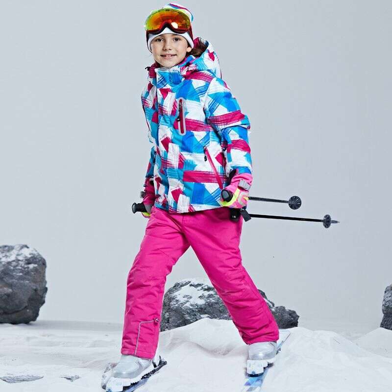 Children's Snowboard Ski Suit Boys Girls Warm Thickened Cotton Jacket And Pants Two-Piece Set