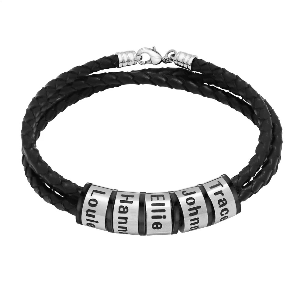 Personalized Names Men Leather Bracelet Braided Leather Bracelet Custom Family Names Bracelet Personalized Gift forFathers Day 250808