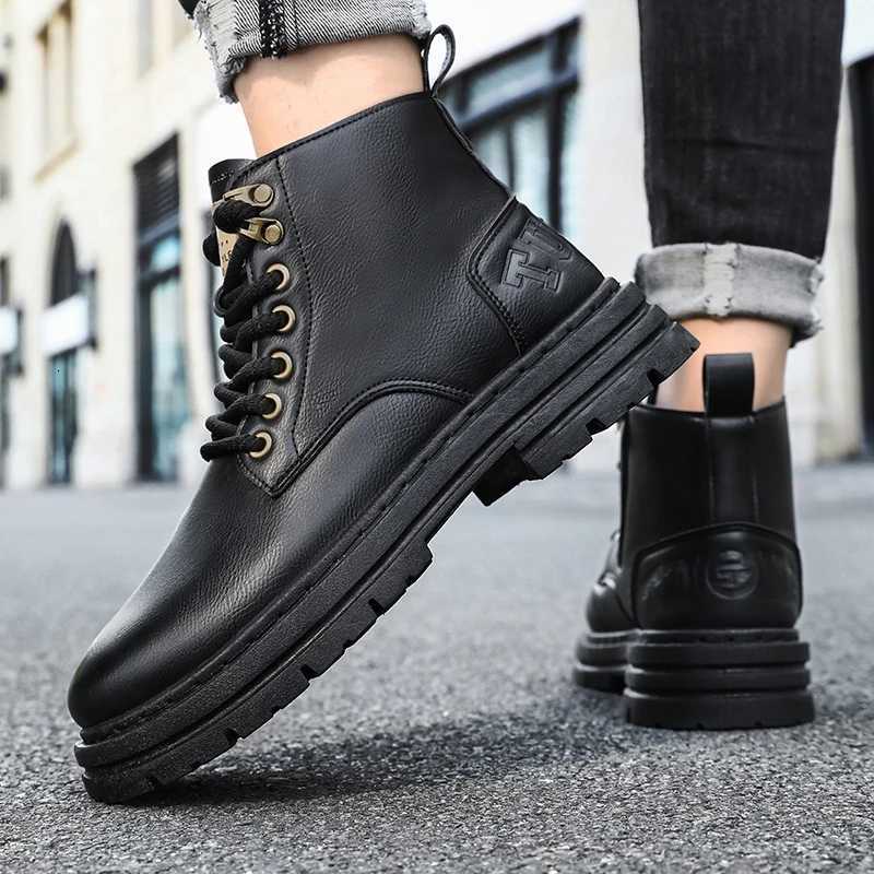4 Seasons Mens Boots Soft-sole Non-slip Casual Boots Fashion Outdoor Work Boots High Boots Classic Joker Youth Leather Boots W250811