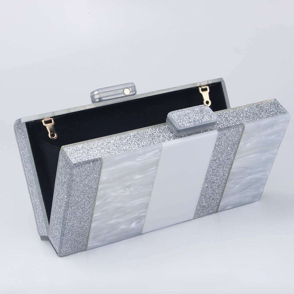 2024 New Acrylic Clutch Shoulder Crossbody Mixed Color Splicing Evening Cocktail Wedding Bag