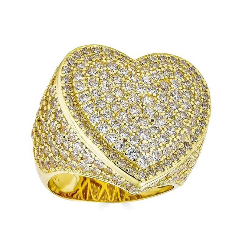 Pass Diamond Tester Hip Hop Jewelry 18K Gold Plated Luxury Solid 925 Silver Iced Out GRA VVS Moissanite Heart Shaped Men Ring