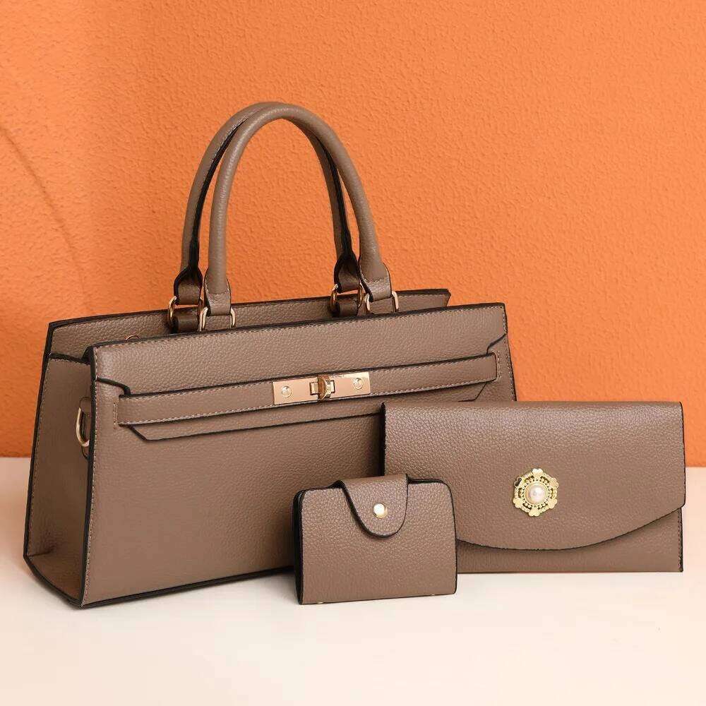 Handbag PU Leather Piece Set Convertible Crossbody Shoulder Tote Large Capacity Minimalist Work Bag