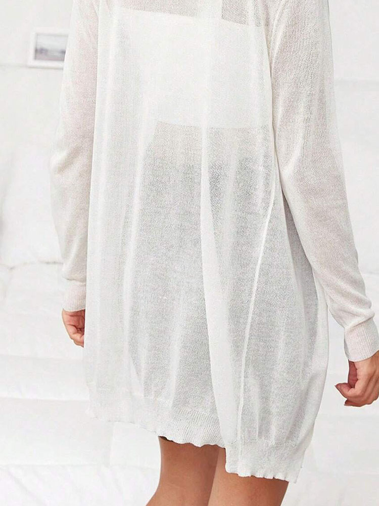 Solid color knitted cardigan for sun protection loose and versatile clothing for shade fashionable and elegant mid to long lengt