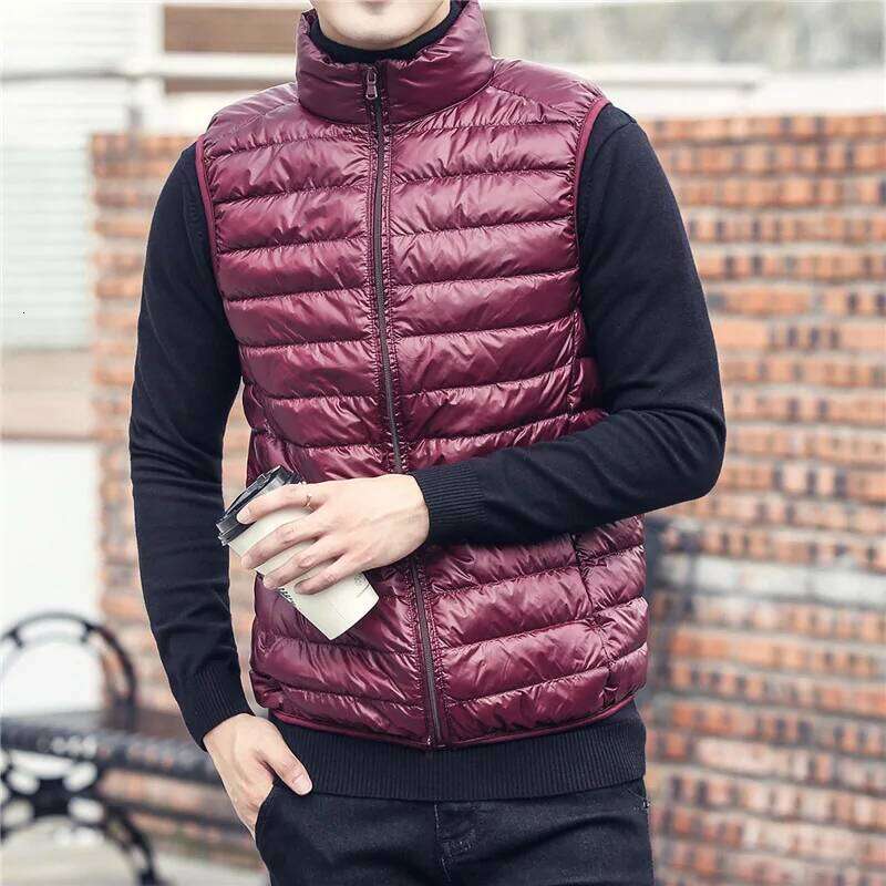 Men's Sleeveless Puffer Jackets Fashion Brand Men New Winter Casual Lightweight Down Duck Vest Coats Male