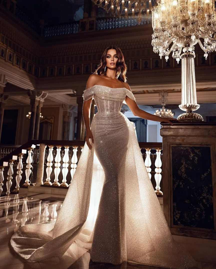 Sparkly Mermaid Prom Dress Sequins Spaghetti Straps Shine Crystals Evening Gowns Ground Dresses Sleeveless Customized Robe De Soiree vestido de novia 