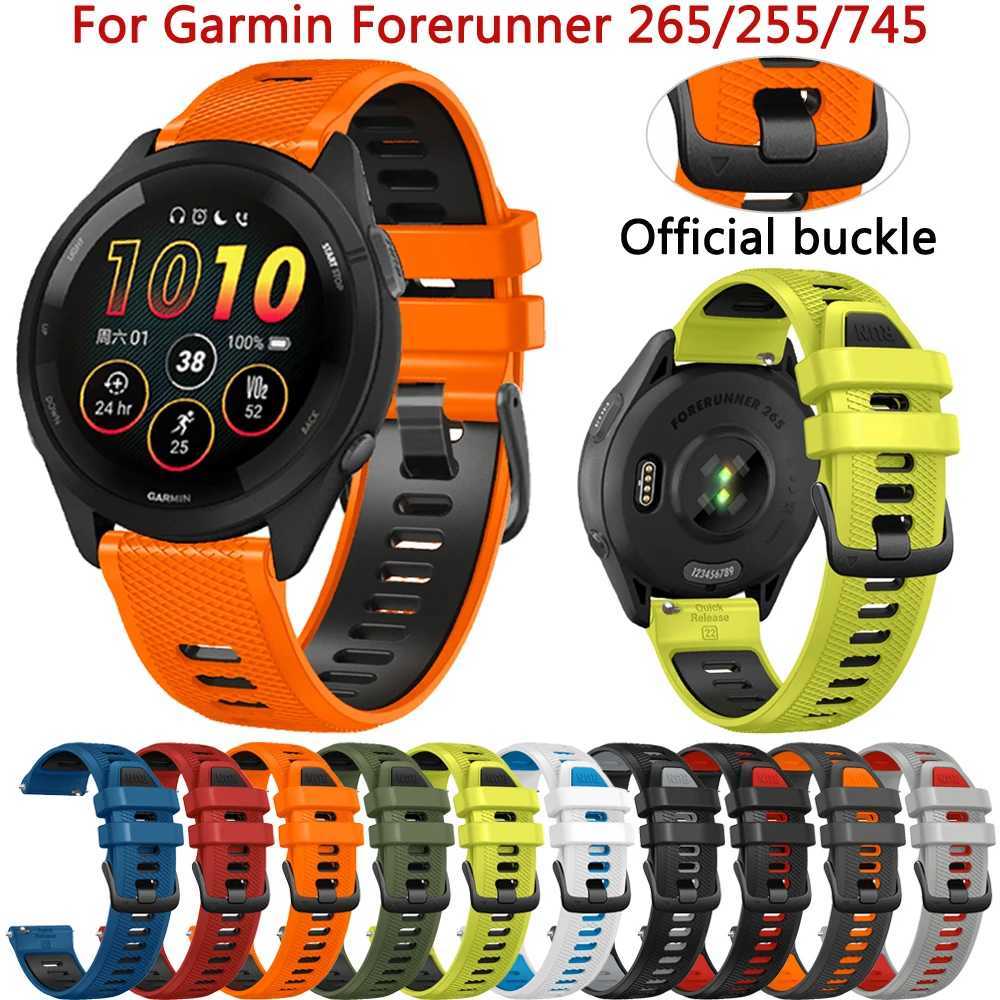 22mm Official Strap For Garmin Forerunner 265 745 255 Music Watchband Bracelet Vivoactive 4 Venu 2 3 Silicone Bands Replacement W250811