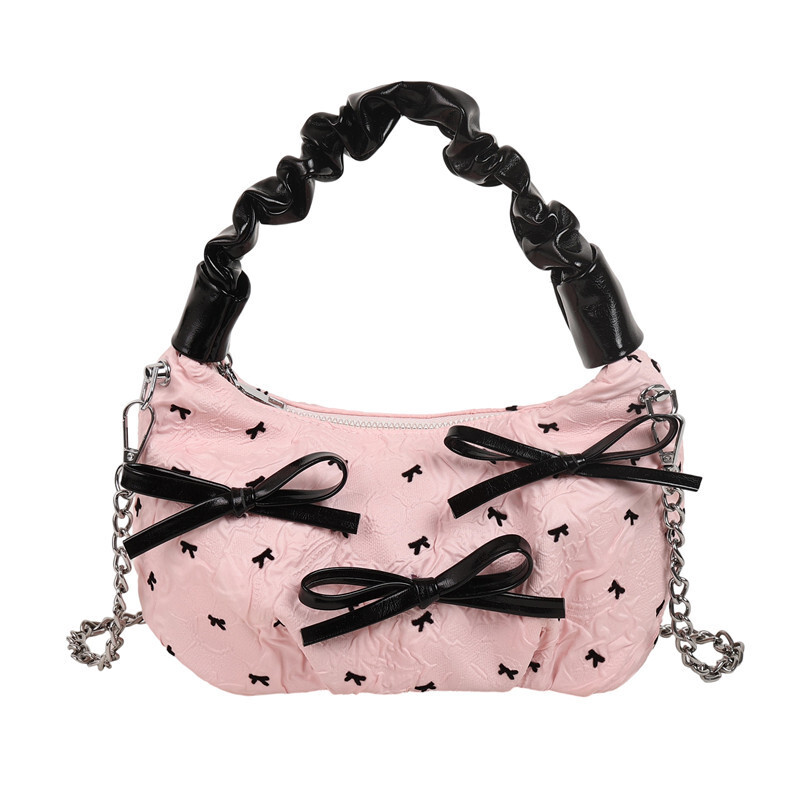 2025 Autumn New Niche Design Bow Pleated Handbag Fashionable Women's Shoulder Bag Cloud Bag Women's Crossbody Bag Armpit Bag Autumn New Desi