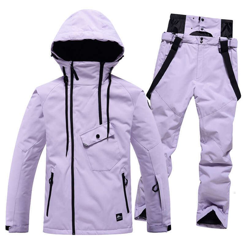 Solid color suit men women, windproof, waterproof, warm and breathable, winter snow village ski equipment for couples