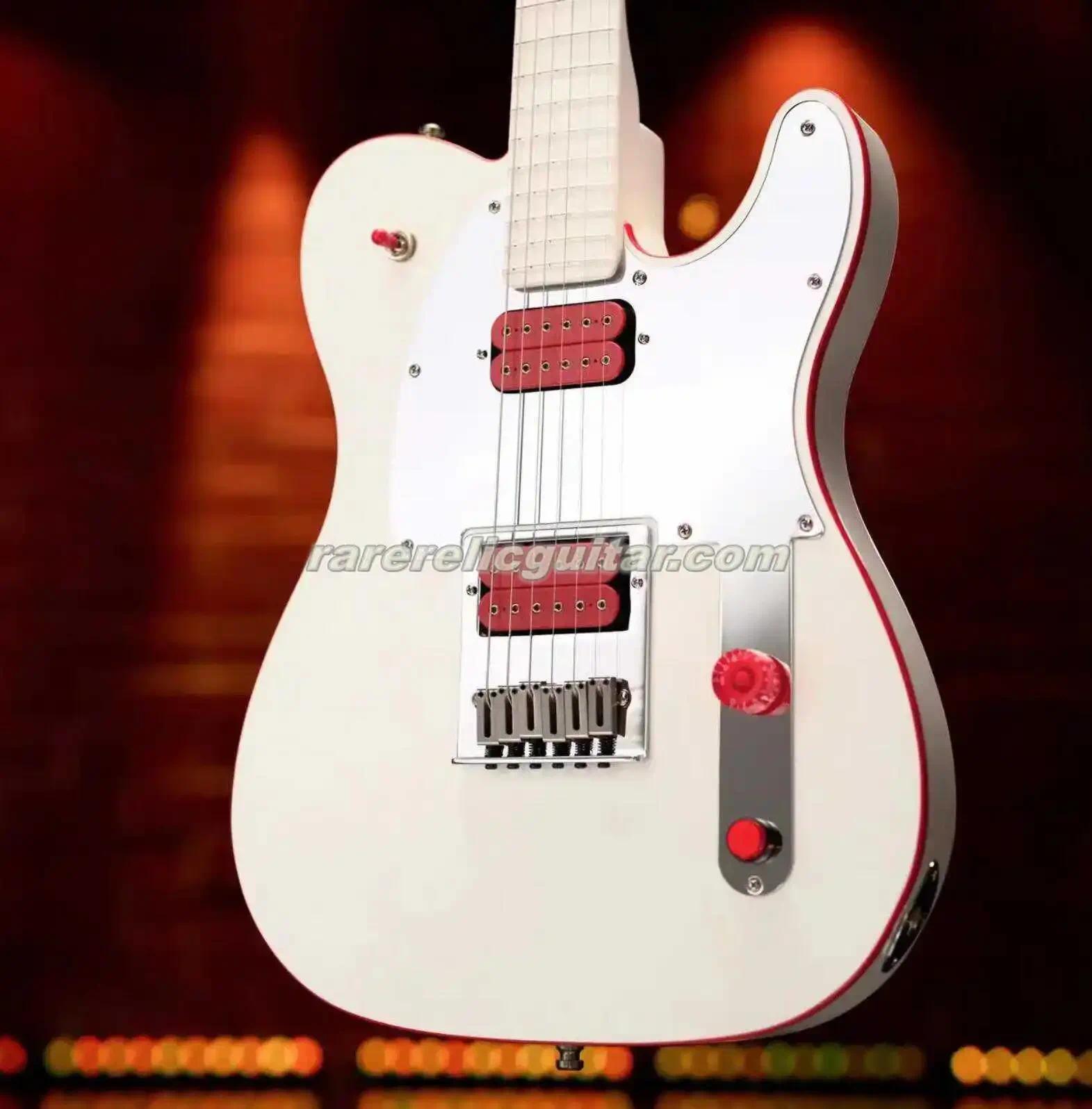 Red Kill Switch John 5 Ghost Electric Guitar Arcade-Style Control Red Body Binding Red Pickups Mirror Pickguard