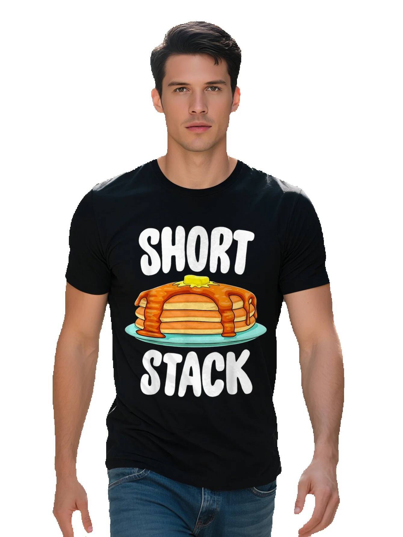 100% Cotton Funny Short Stack Pancake Design Best Gift Idea Tee T Shirt 34f36 69041