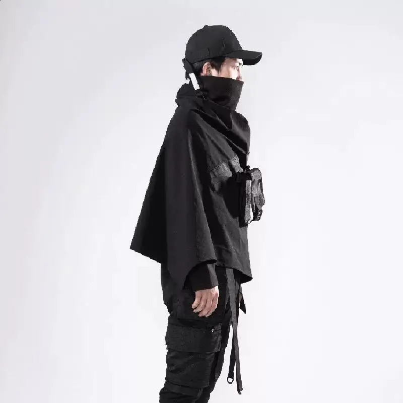 2024 Inclined Zipper Tactical Techwear Cloak Men Outdoor Multifunction Hip Hop Punk Trench Coat Windproof Cape 250804