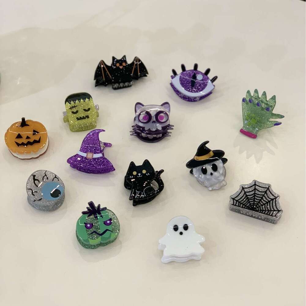 Korean New Halloween Ins High-end Acetate Small Bangs Broken Hair Claw Clip Pumpkin Ghost Hairpin