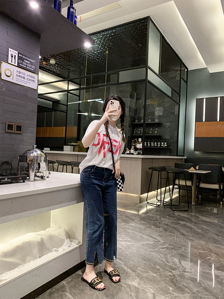 Designer Slippers 2025 New Western Style Women's Flat Slide Sandals - Metal Chain Decorated Casual Indoor Outdoor Flip Flops