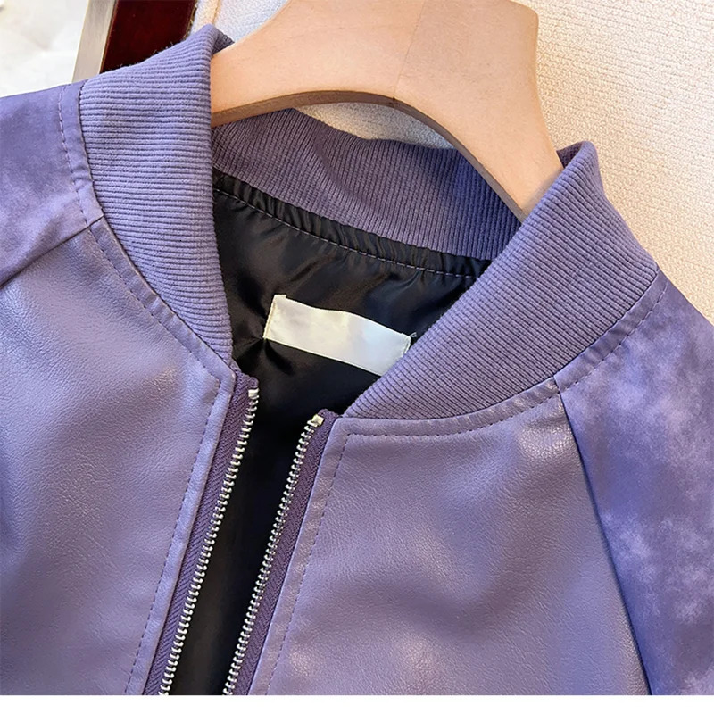 ITOOLIN PU Leather Jacket Loose Vintage Casual Baseball Style Short Women Coat HighStreet TieDye Outerwear Ladies 250809