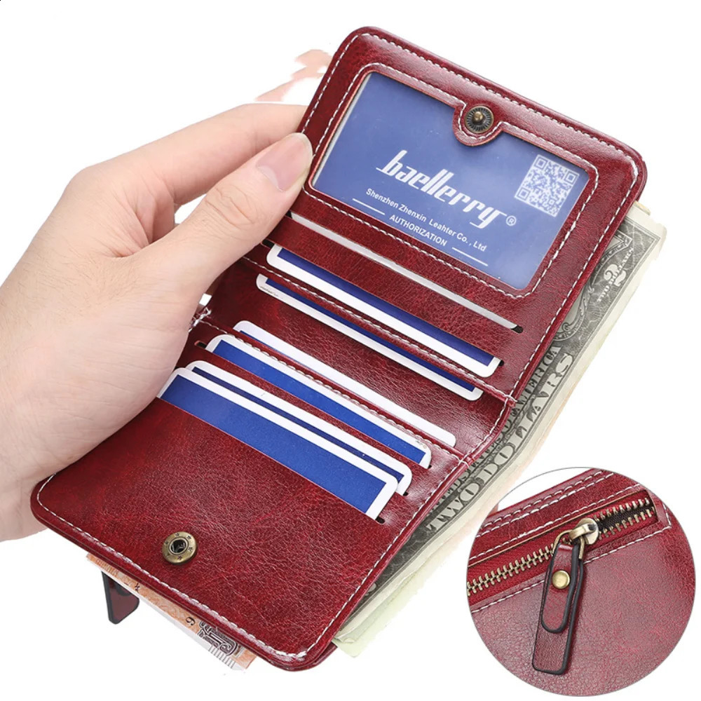 Fashion PU Leather Short Wallet Large Capacity Solid Color Card Holder Thin Womens Handbag Student Men Small Purse Mini Clutch 250809