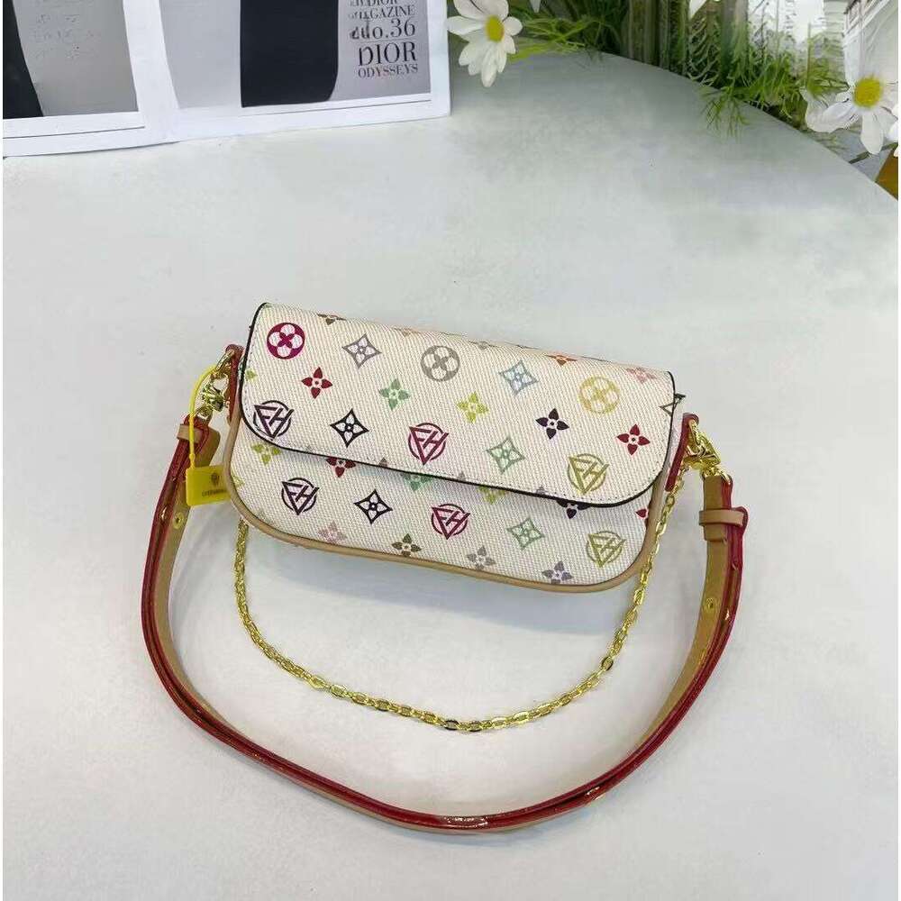 DHessentials 2025 Trendy White Printed Bucket Bag - Fashionable PVC Shoulder Crossbody Purse for Women, Medium Size (600g)