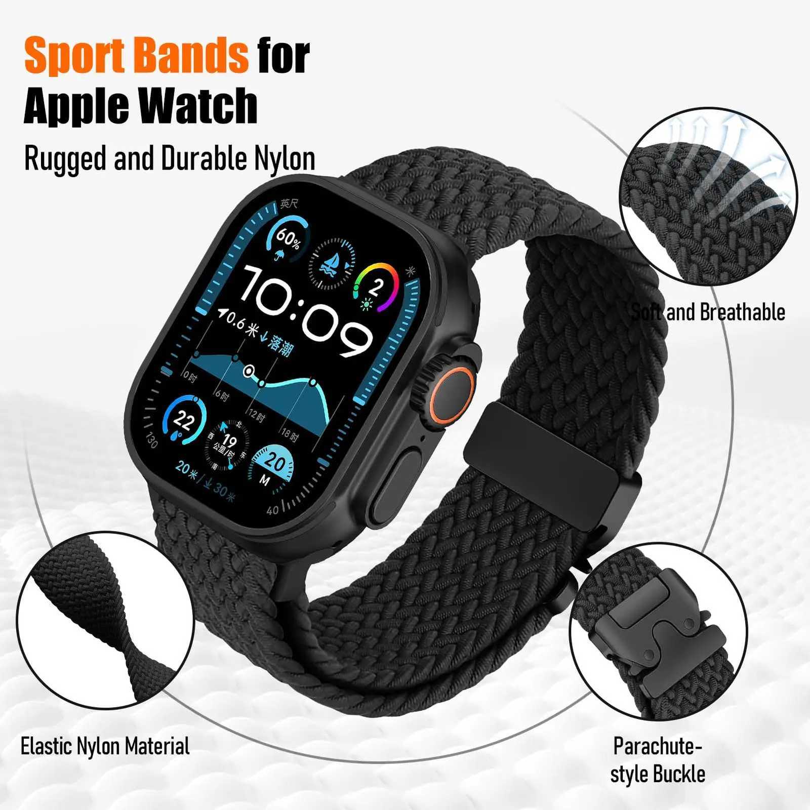 Parachute Strap For Apple Watch Band 44mm 46mm 42mm 45mm 41mm 40mm Braided Bracelet Correa iWatch Series 10 9 8 SE Ultra 2 49mm W250811