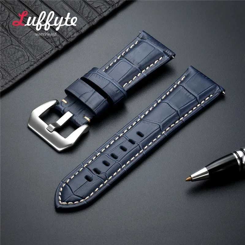 High Quality Genuine Leather Watch Strap 20mm 22mm 24mm 26mm Men Watchband Black Brown Blue Leather Watch Band W250811