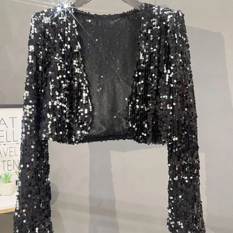European and American Style Sequined Small Suit Versatile Slimming Stage Performance Costume Shiny Jacket 250811