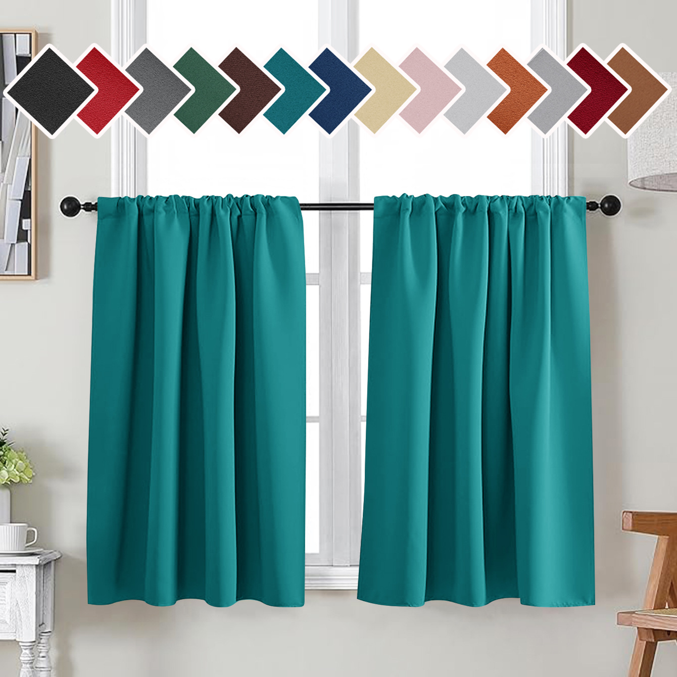 YL-36890 Thickened double-sided linen blackout curtains engineering hotel school sound insulation heat insulation full blackout cotton and linen curta