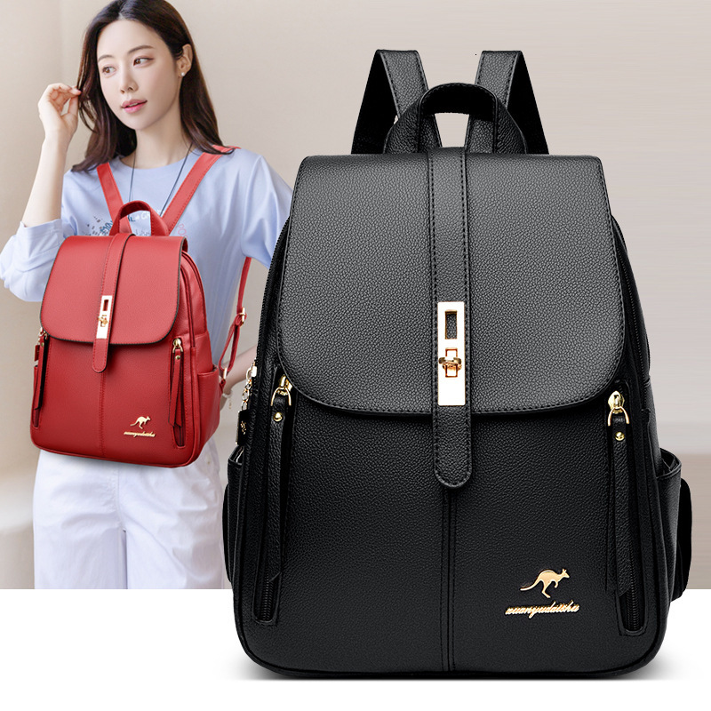 Simple for Women 2025 New Fashion Versatile Large Capacity Soft Leather Student School Bag Outdoor Travel Backpack ddmymoon